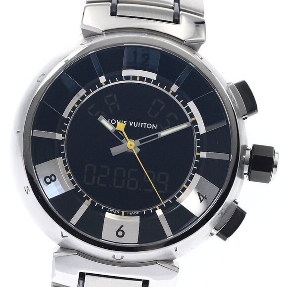 LOUIS VUITTON Tambour in black Q118F Black / Silver Dial Quartz Men's_901976 - Picture 1 of 7
